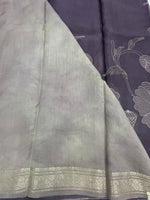 Dark Purple Organza Embroidery Designer Saree 20