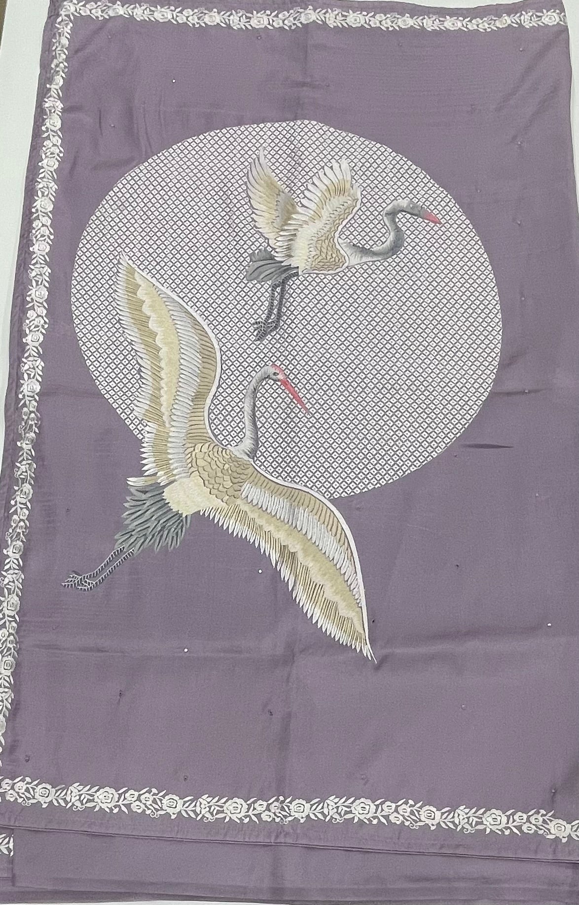 Lilac Soft Tussur Embroidery Saree 21