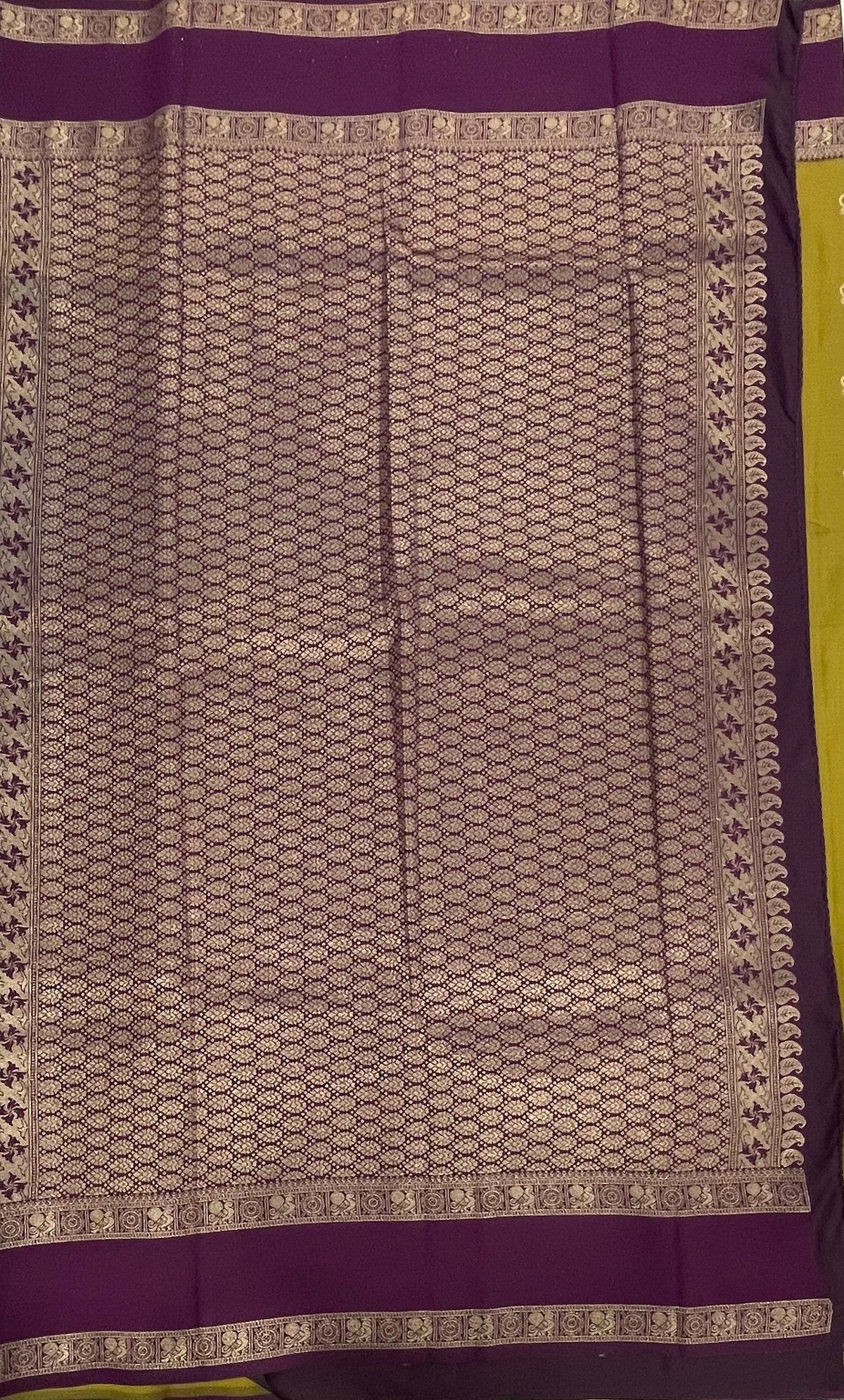 Mustard Yellow n Purple Semi Silk Saree 42