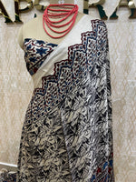 Cream Pure Modal Silk Ajrak Print Saree 05