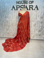 Orange Crepe Kota Checks Saree 66