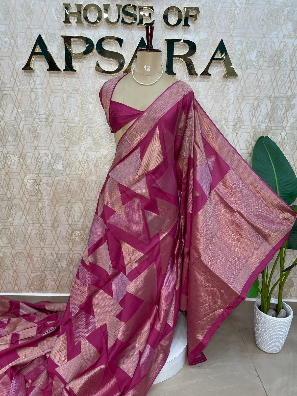 Pink Banarasi crepe saree 316