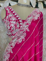 Pink Handwork Stitched Blouse Designer Party Saree 55