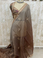 Brown n Grey Raw Silk Saree 51