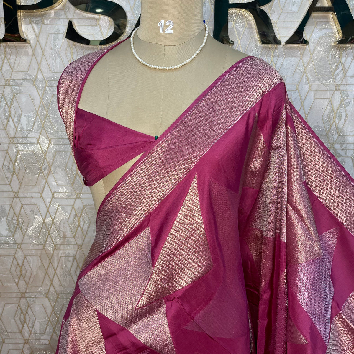 Pink Banarasi crepe saree 316