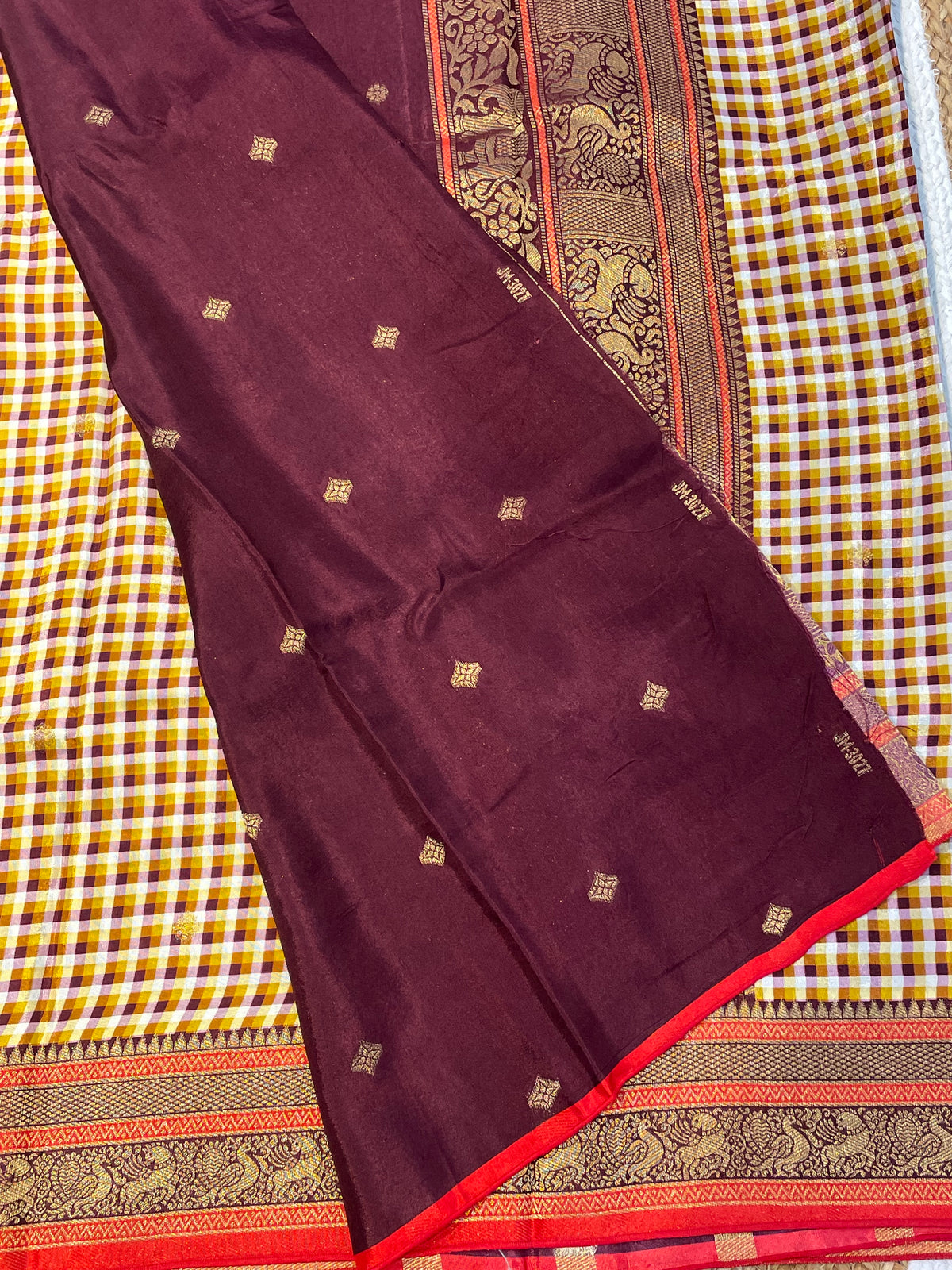 Yellow n Maroon Soft Silk Vintage Saree 300