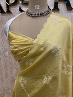 Yellow n White Dual Shade Chanderi Silk Saree 13