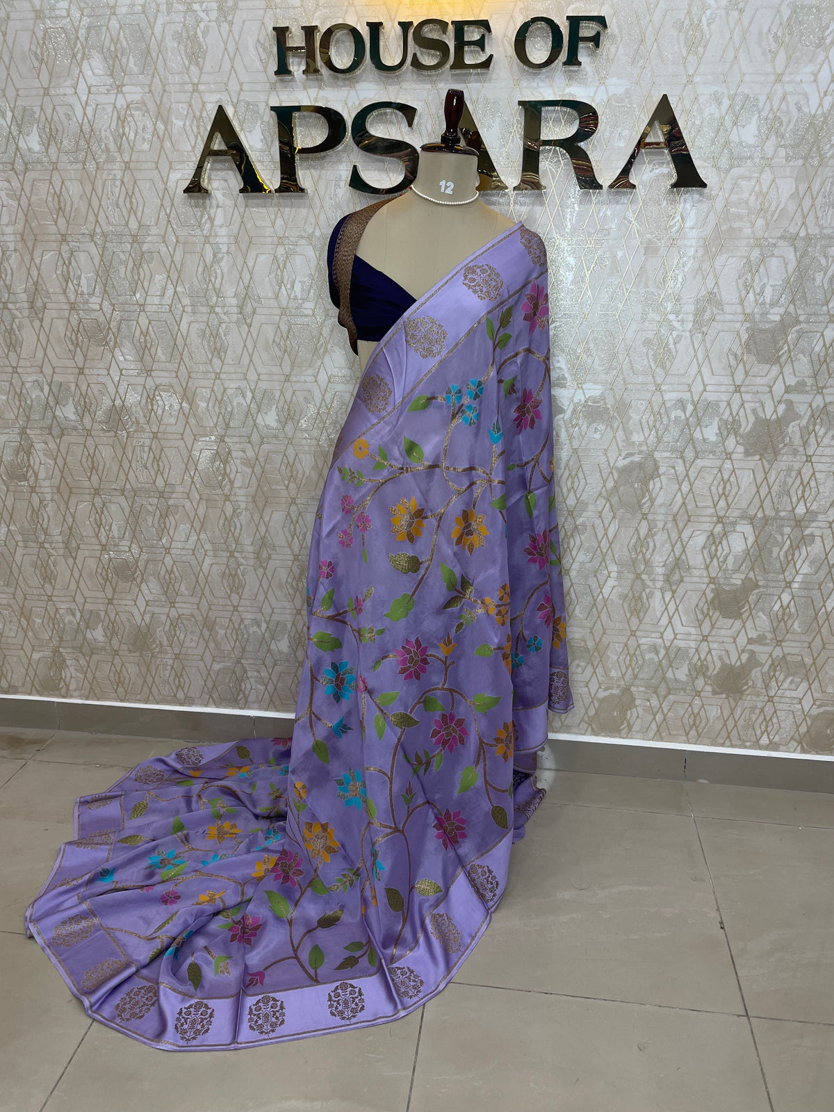 Lilac Soft Tussur Floral Work Saree 63