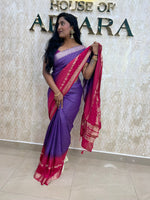 Purple n Pink Checks Cotton Silk Saree 13