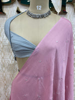 Baby Pink Chinon Zari Embroidery Saree 44