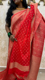 Red Meenakari Khadi Georgette Saree 26