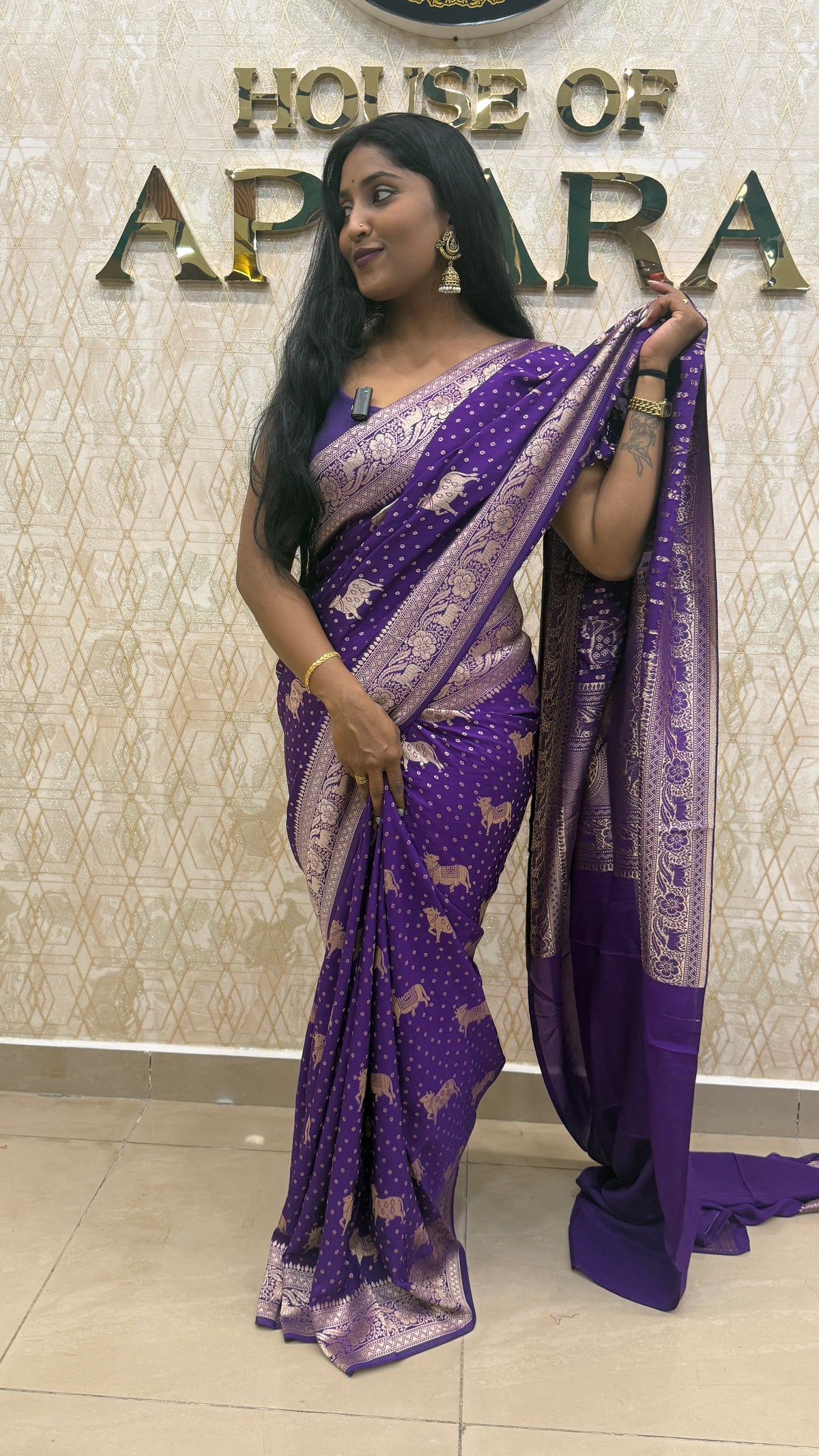 Purple Banarasi Tussur Crepe Saree 36