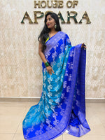 Blue Khadi Georgette Saree 26