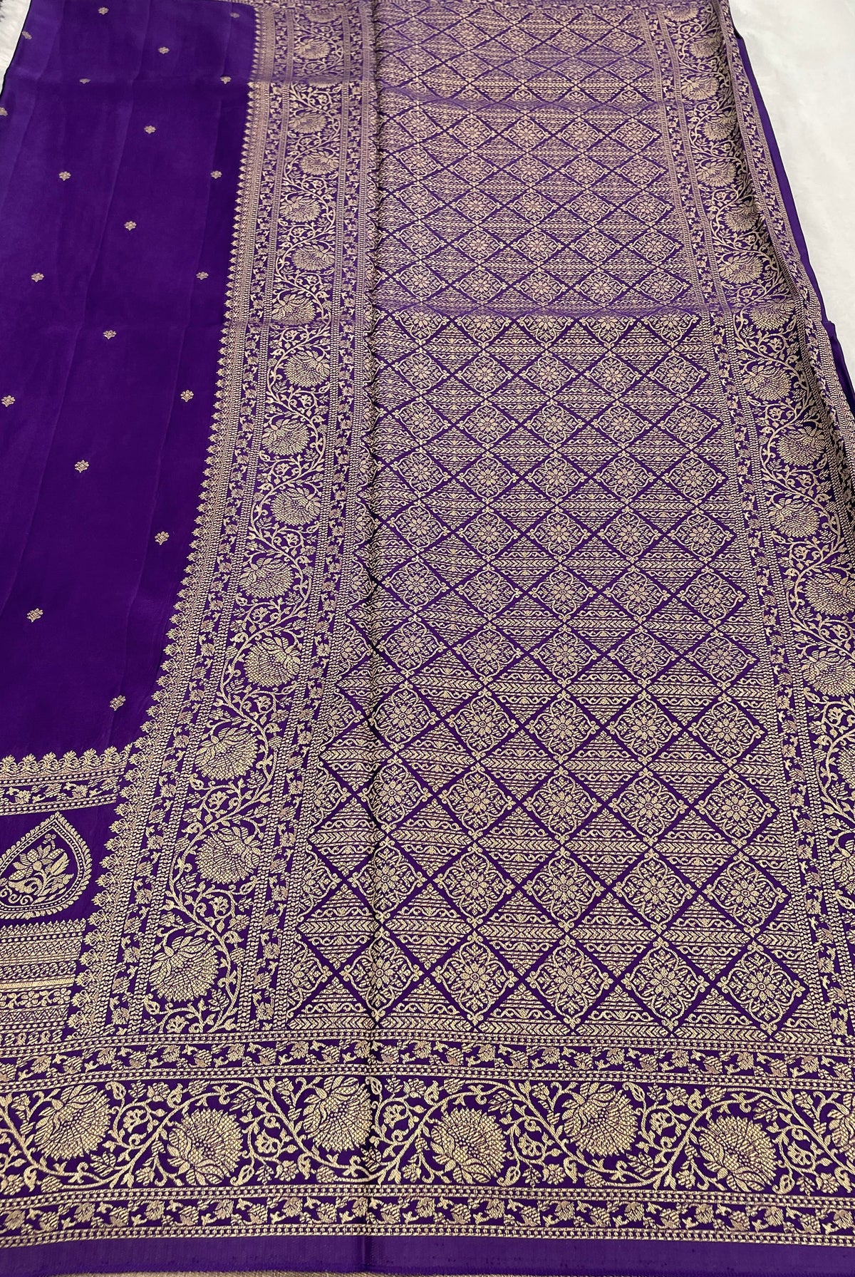 Purple Satin Mashru Silk Saree 07