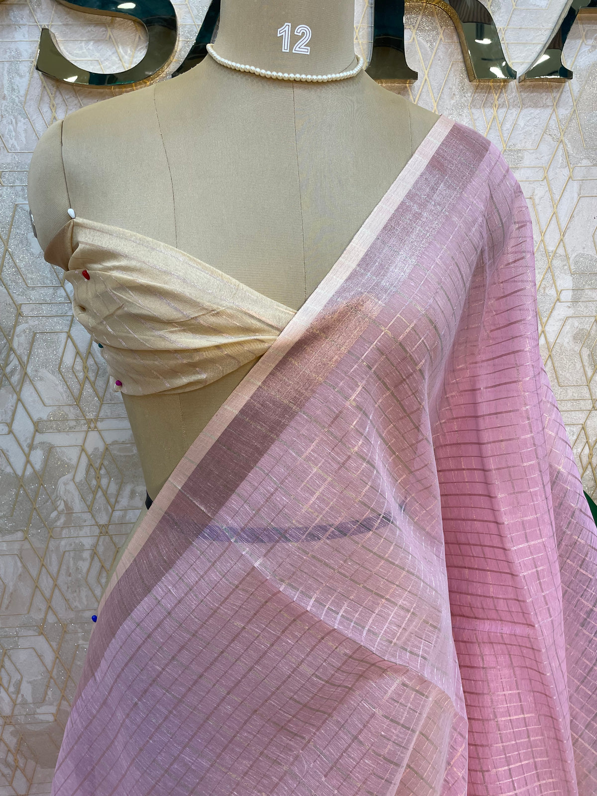 Pink Cotton Tussur Petite Point Embroidery Saree 209