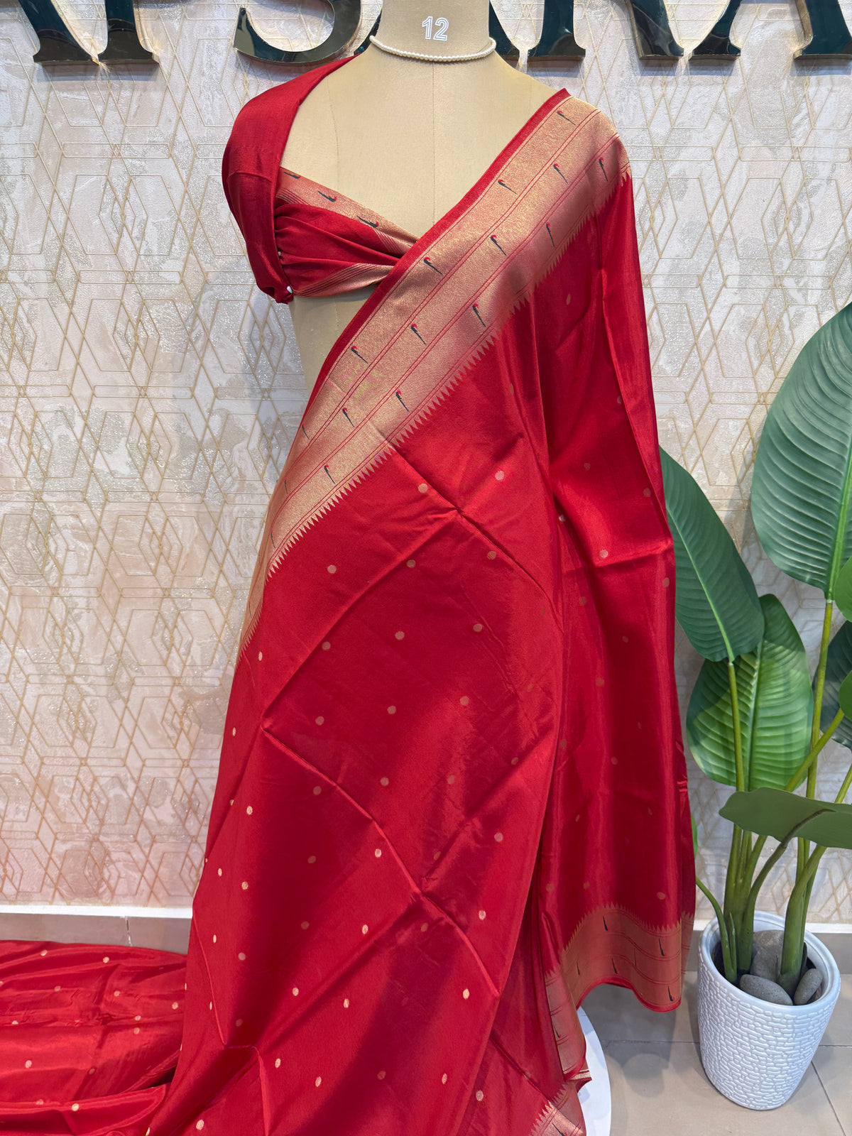Red Crepe Silk Paithani Saree 205