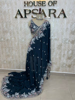 Black Handwork Stitched Blouse Designer Party Saree 55
