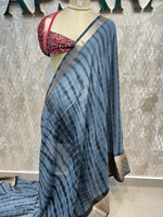 Grey Assam Silk With Shibori Dyeing Saree 23