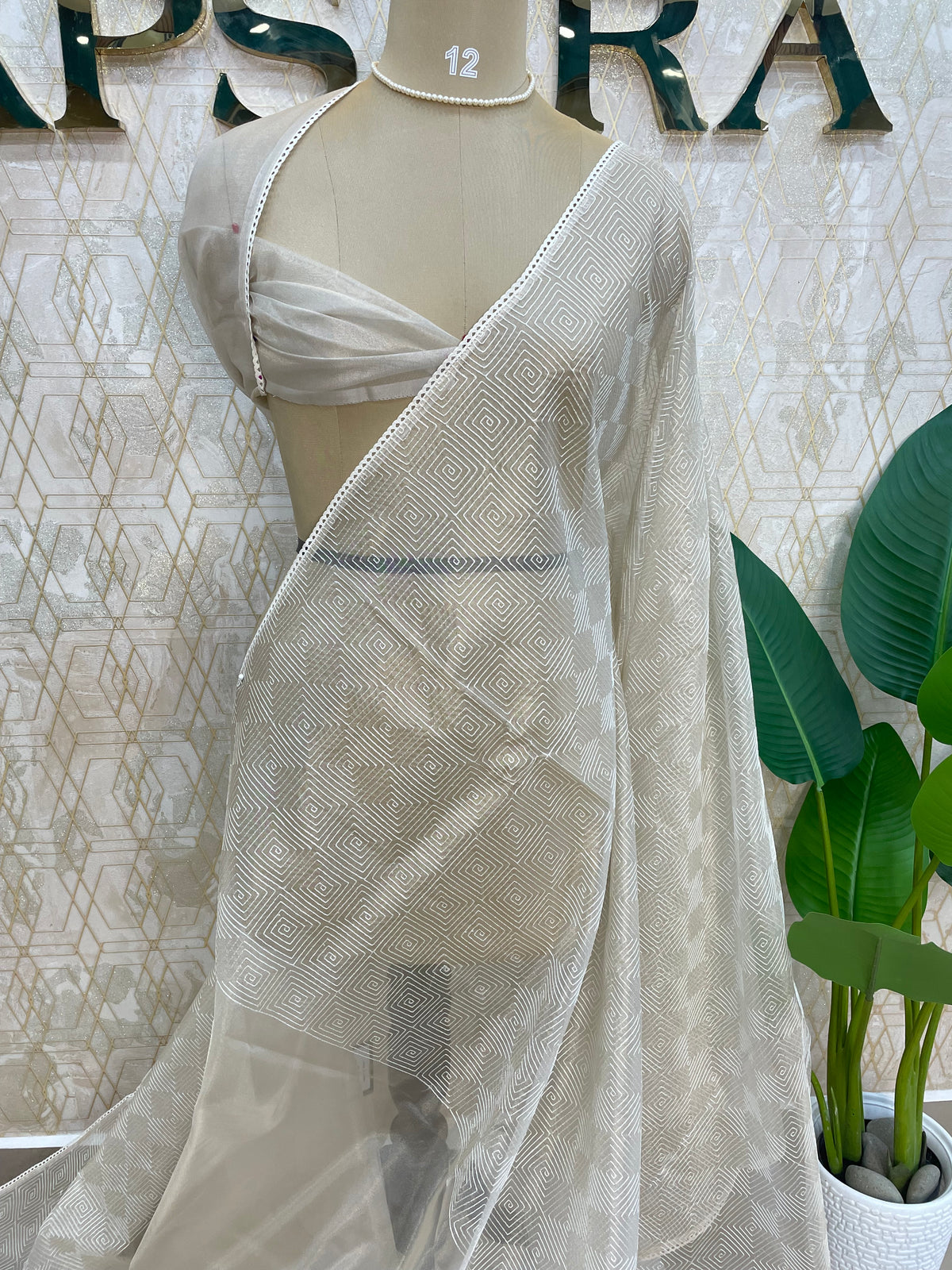 Cream Tissue Saree 306