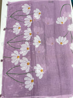 Lilac Lenin Cotton Floral Print Saree 19