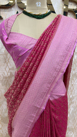 Cherry Pink Meenakari Khadi Georgette Saree 26