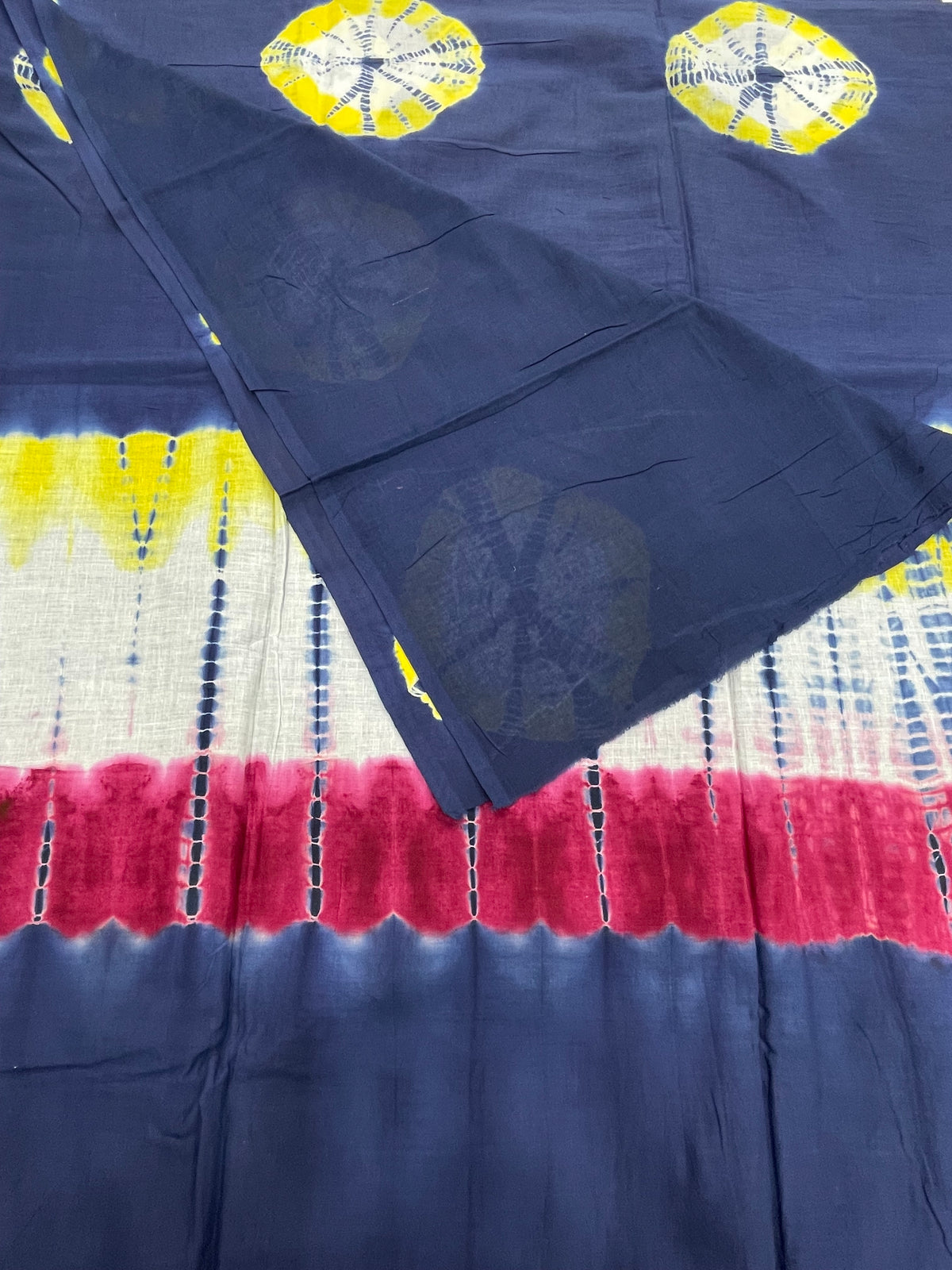 Navy Blue Pure Cotton Handblom Saree