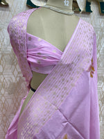 Baby Pink Banarasi Soft Crepe Saree 33