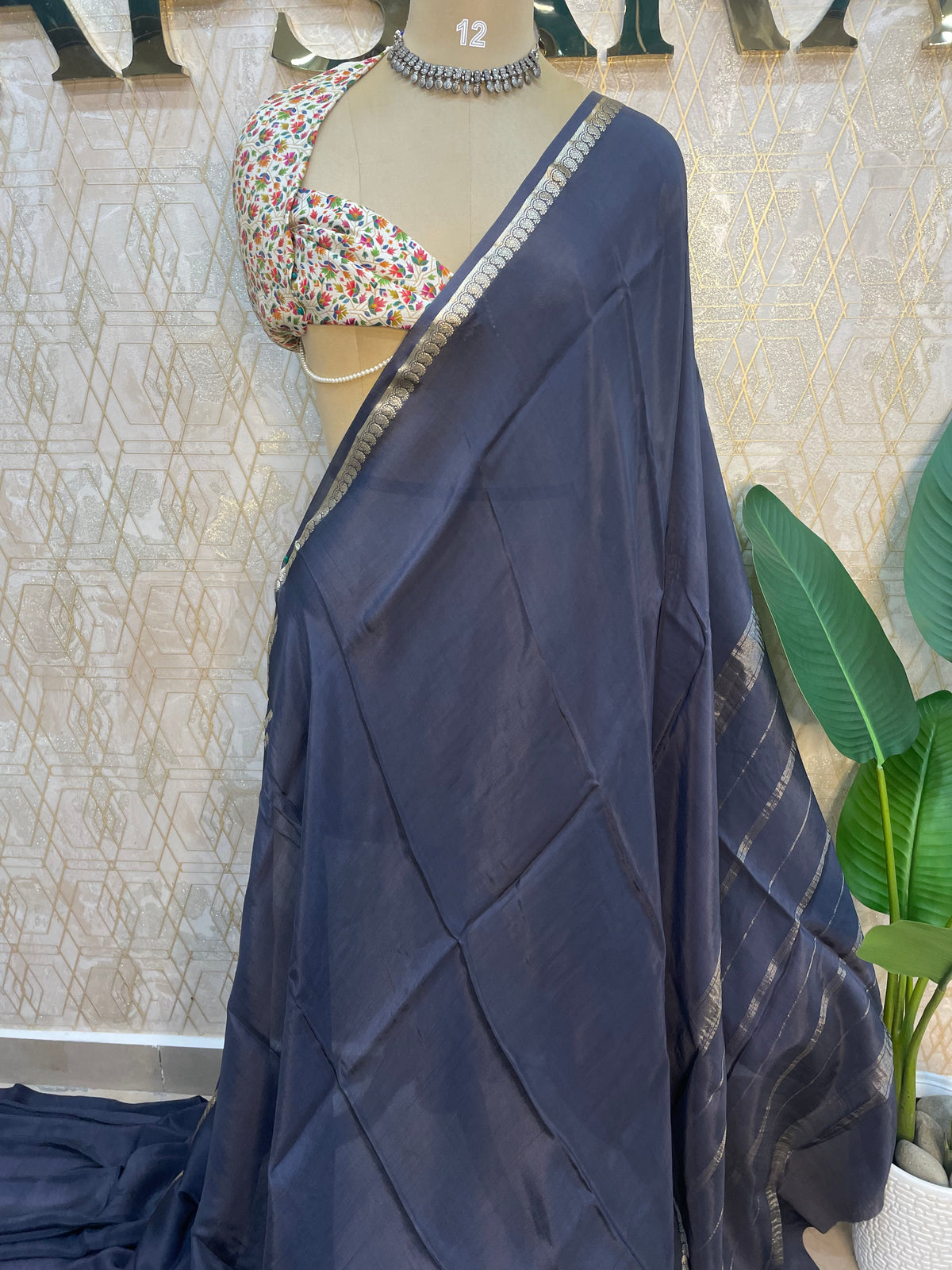 Grey Semi Silk Saree 105