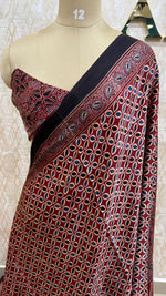 Maroon Pure Modal Silk Ajrak Print Saree 05