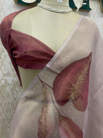 Grey n Maroon Tissue Floral Print Saree 35