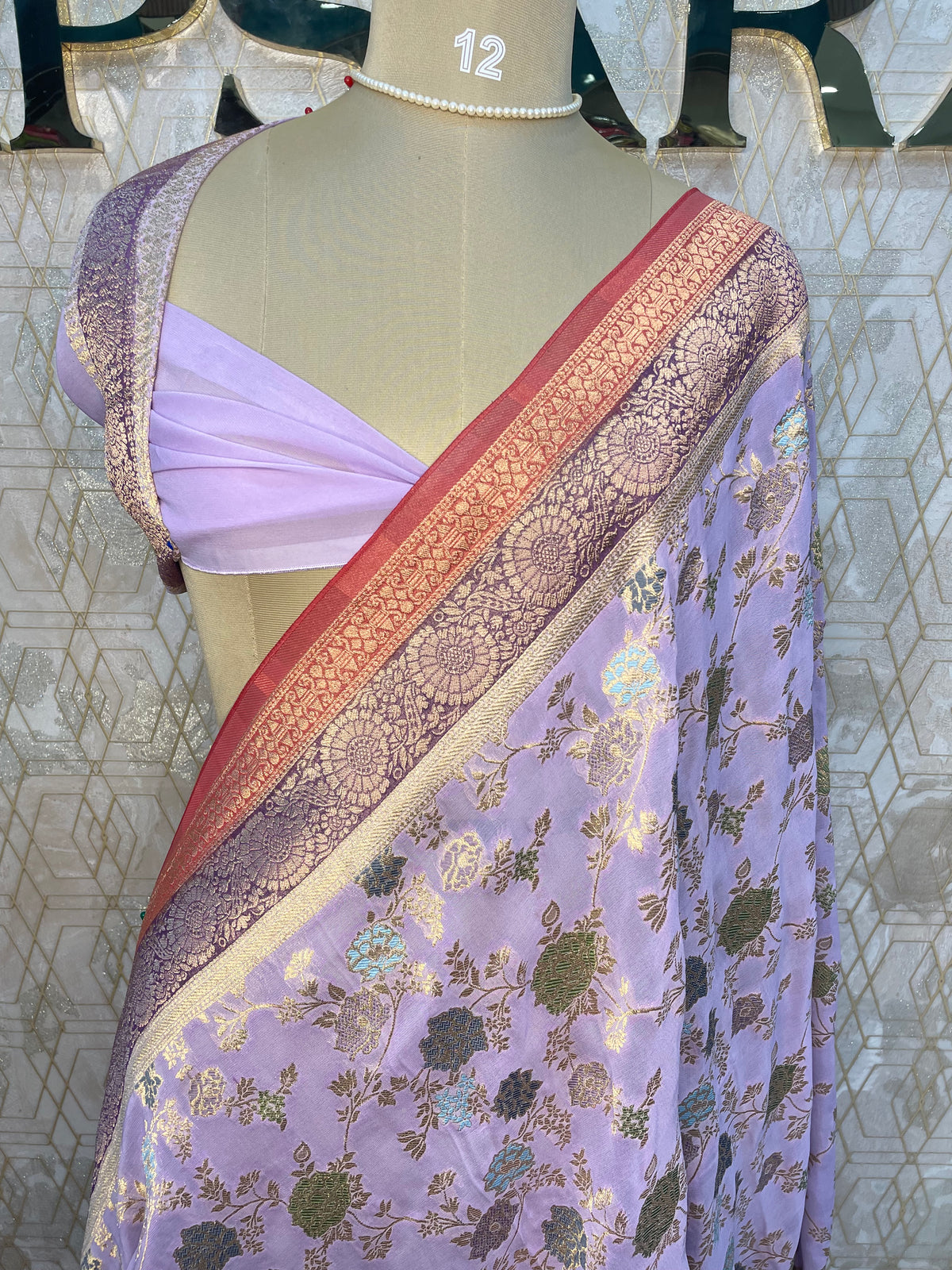 Lilac Banarasi Georgette Saree 26