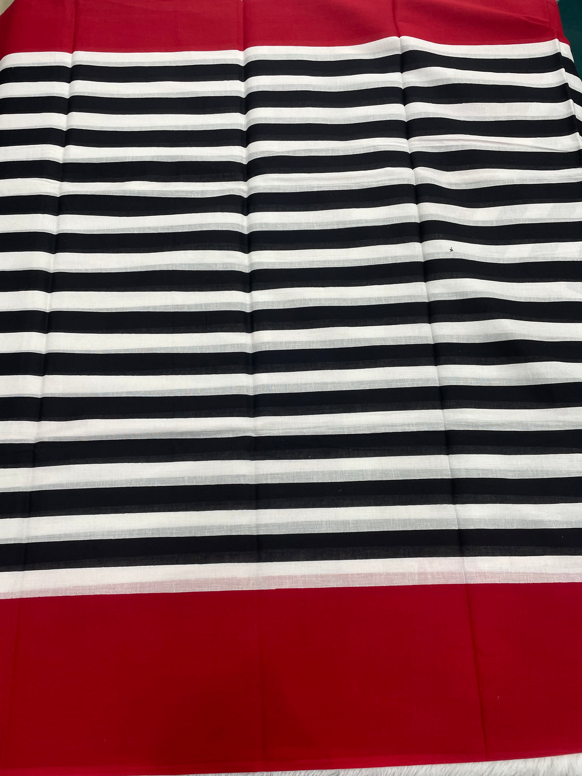 Black n Red Pure Cotton Handblom Saree