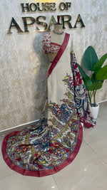Cream n Pink Pen Kalamkari Saree 104