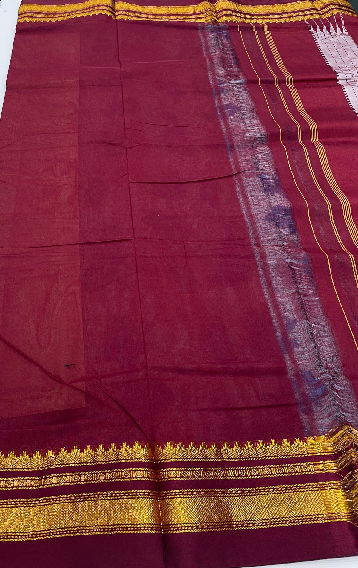 Grey n Red Cotton Silk Ilkal Saree 10
