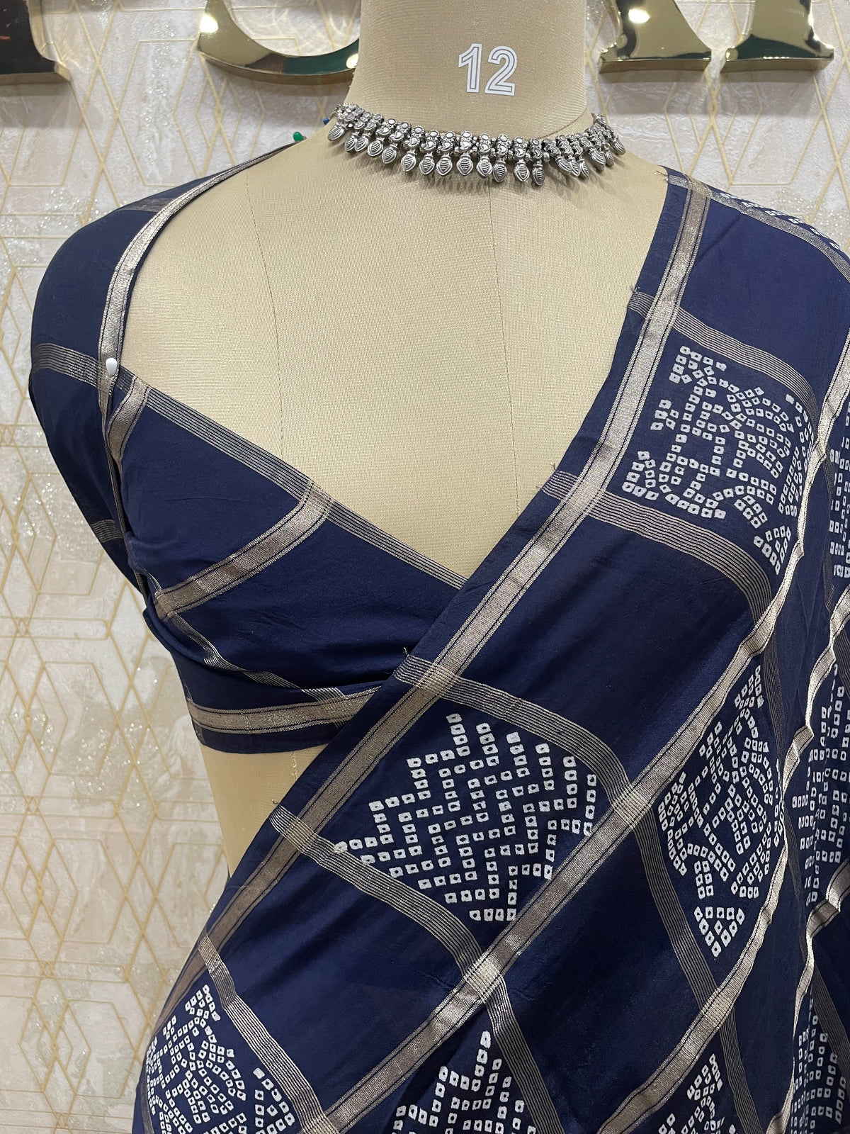 Navy Blue Assam Silk Saree 23