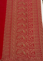 Red Pure Banarasi Crepe Self Saree 03
