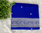 Royal Blue with Silver Zari Pure Khaddi Chiffon