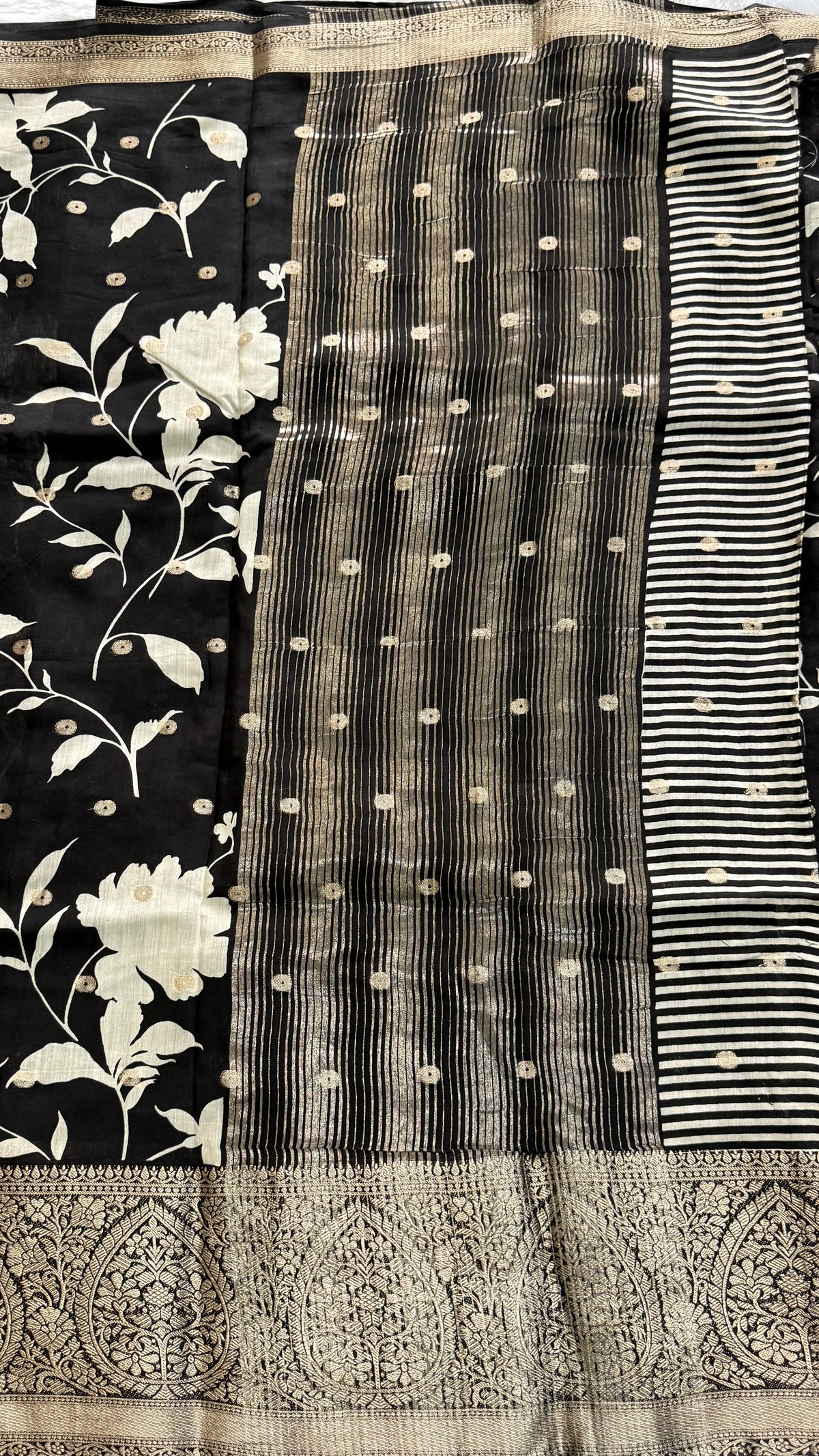 Black Soft Butter Tussar saree