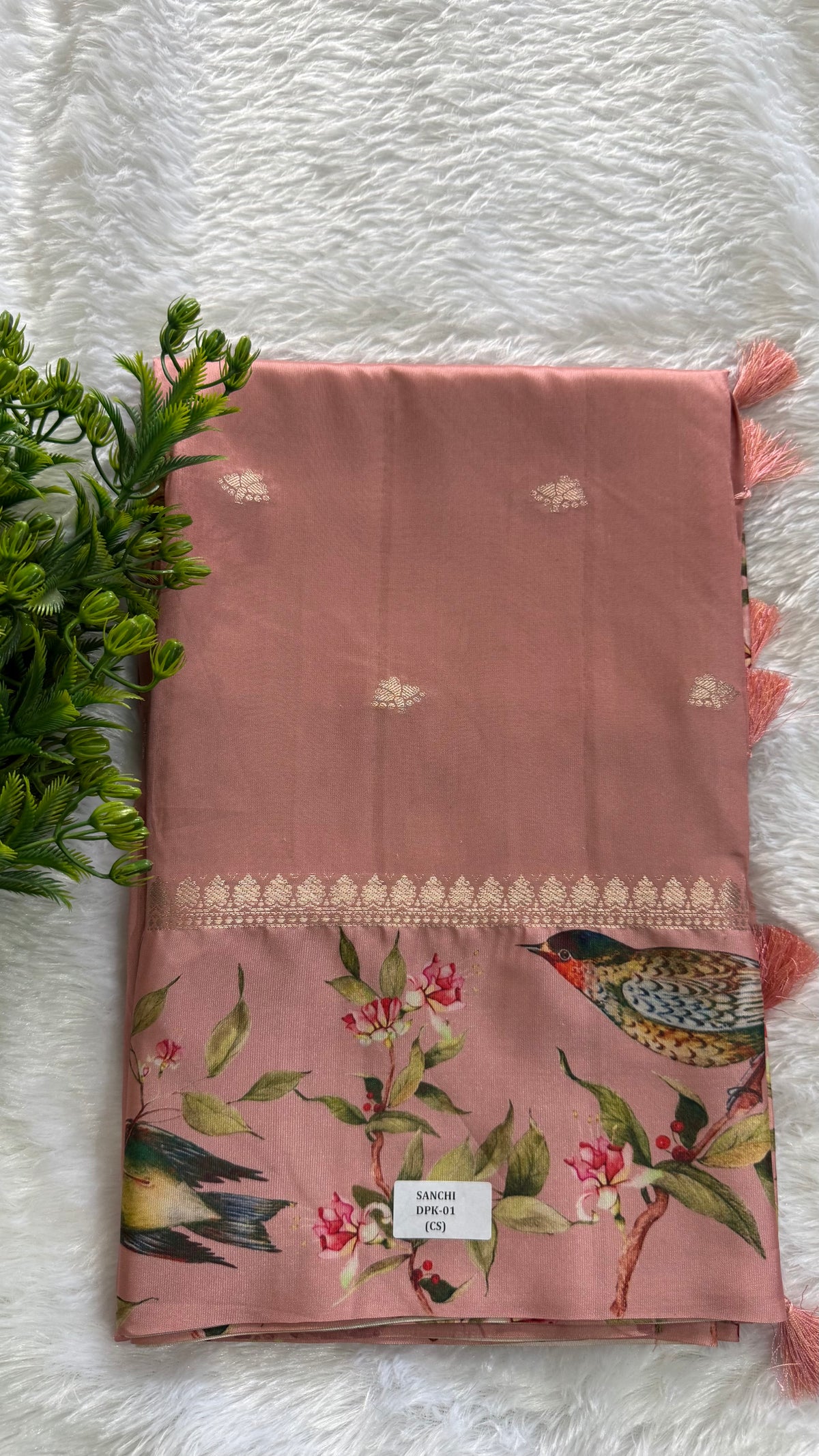 Pink Banarasi Soft tussarDigital print