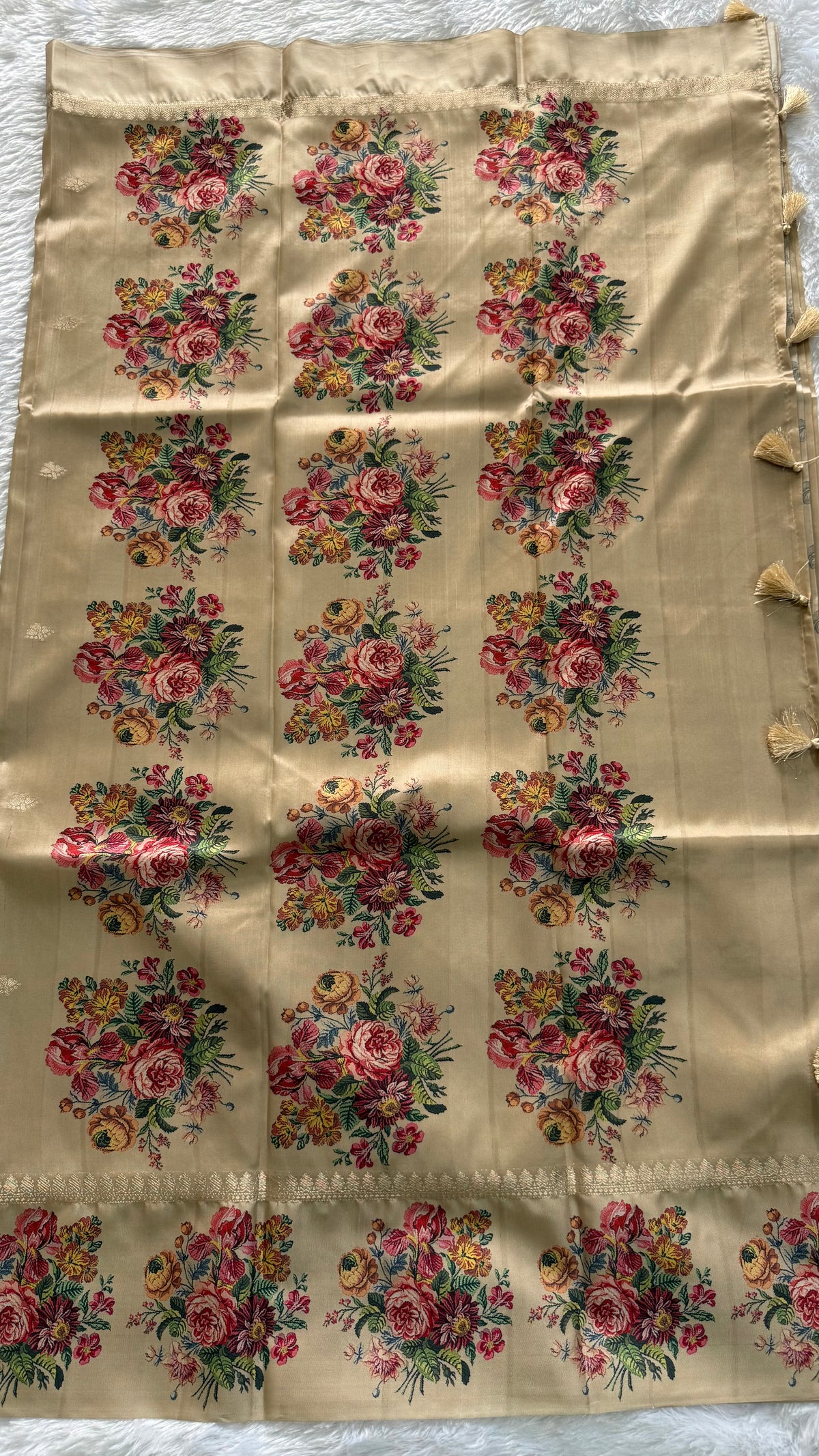 Cream Banarasi Soft tussar Digital print