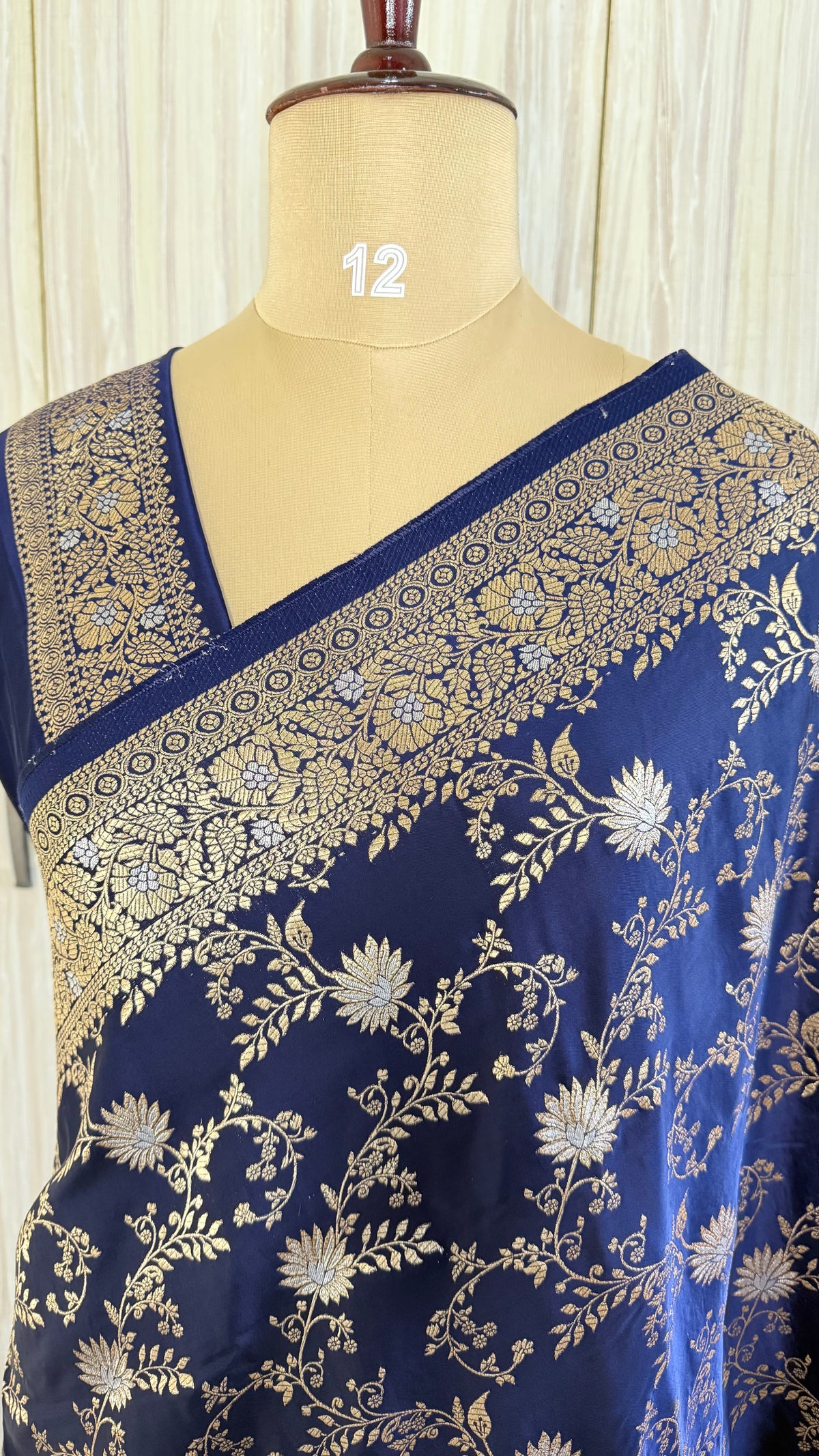 Navy Blue Mashru Satin Silk Saree