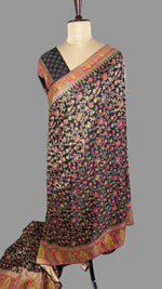 Black Pashmina Crepe Saree