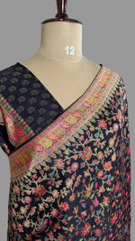 Black Pashmina Crepe Saree