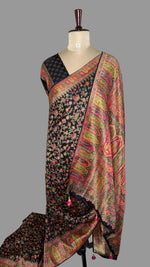 Black Pashmina Crepe Saree