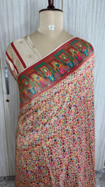 Cream Pashmina Crepe Saree