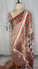 Cream Pashmina Crepe Saree