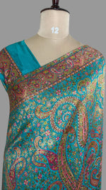 Teal Blue Pashmina Crepe Saree
