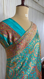 Teal Blue Pashmina Crepe Saree