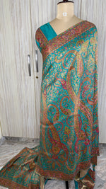 Teal Blue Pashmina Crepe Saree