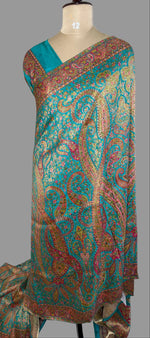 Teal Blue Pashmina Crepe Saree